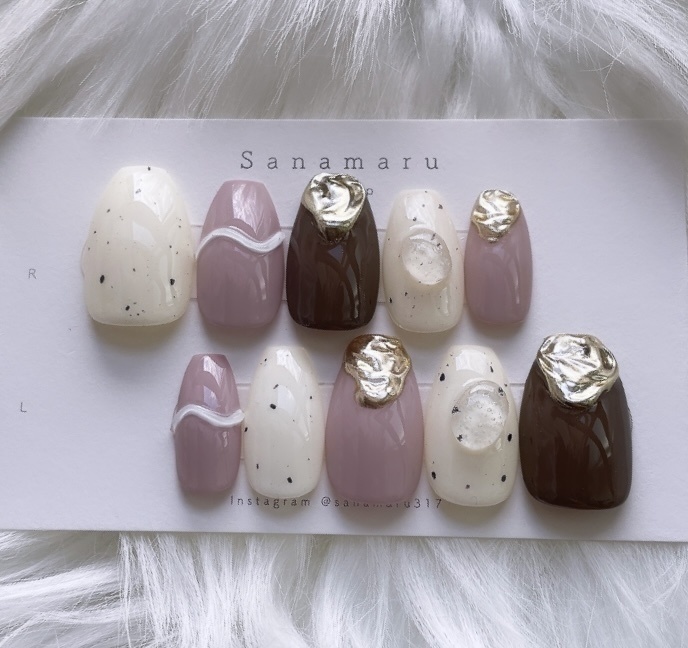 【現品】89 ネイルチップ ニュアンスネイル うねうねネイル ミラーネイル 大人ネイル 大人可愛いネイル 可愛いネイル 流行りネイル 韓国ネイル