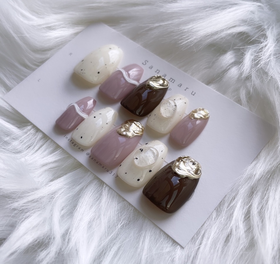 【現品】89 ネイルチップ ニュアンスネイル うねうねネイル ミラーネイル 大人ネイル 大人可愛いネイル 可愛いネイル 流行りネイル 韓国ネイル