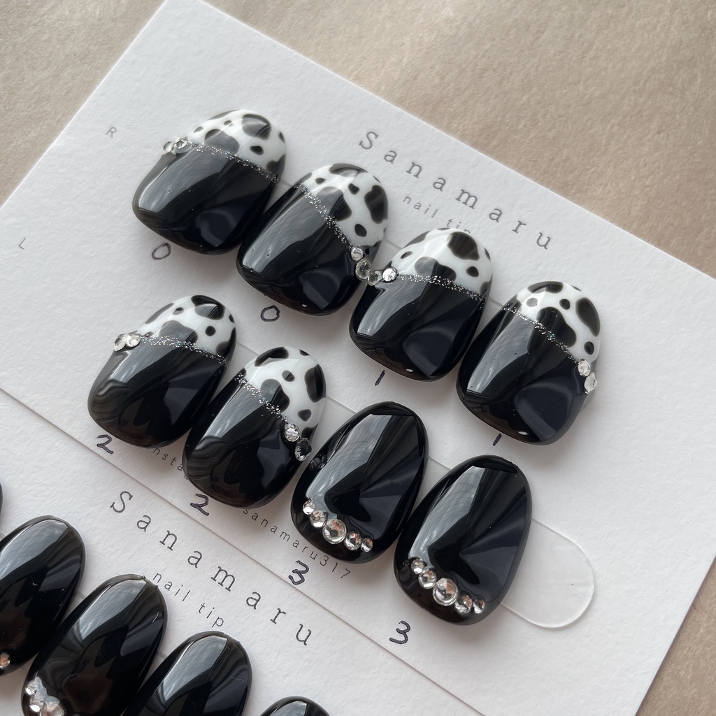 現品 ネイルチップ 20本組 ダルメシアン柄