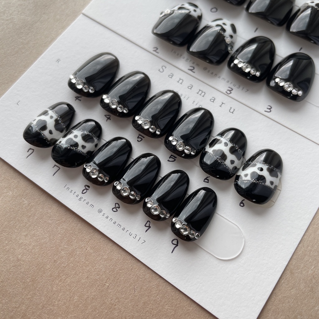 現品 ネイルチップ 20本組 ダルメシアン柄