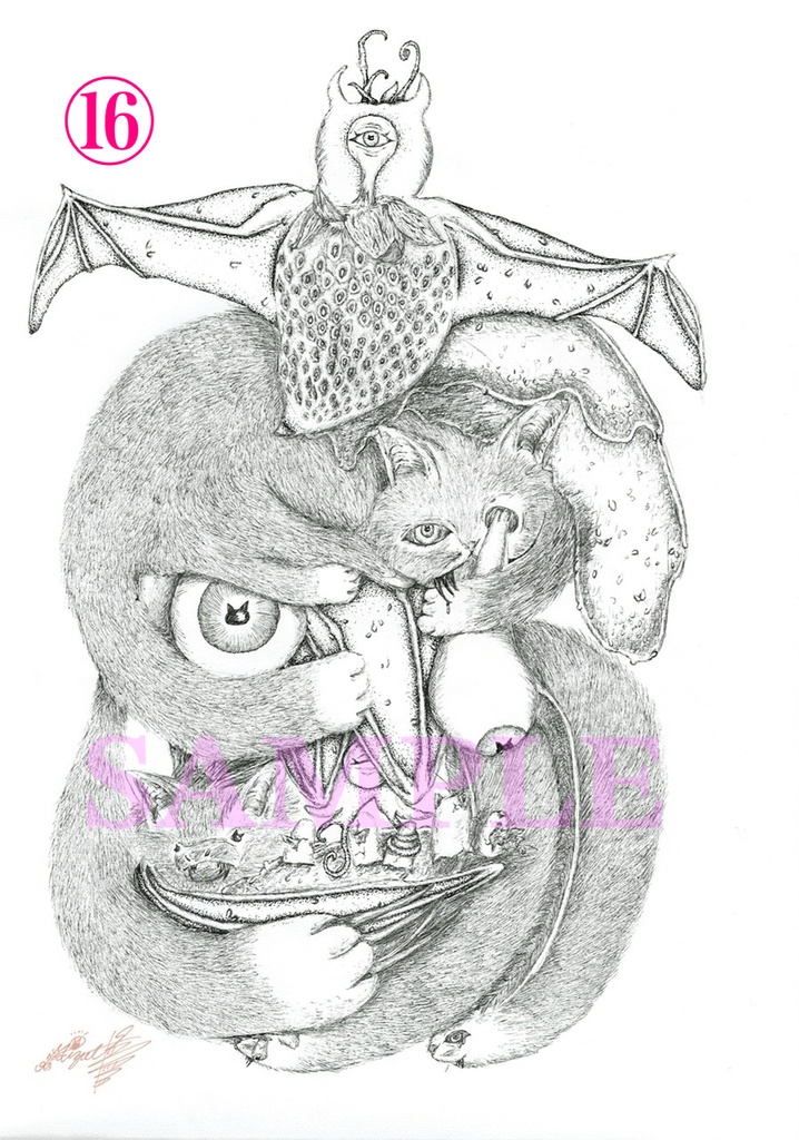 猫水妃眼の妖怪画『百妃画』(ブロマイド版)♋️