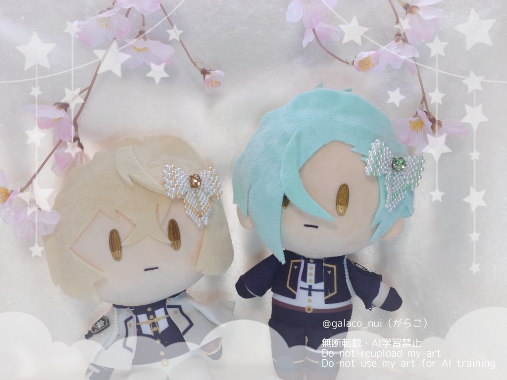 【ぬいぐるみ向け】 キャンディーリボン&花びらチャーム