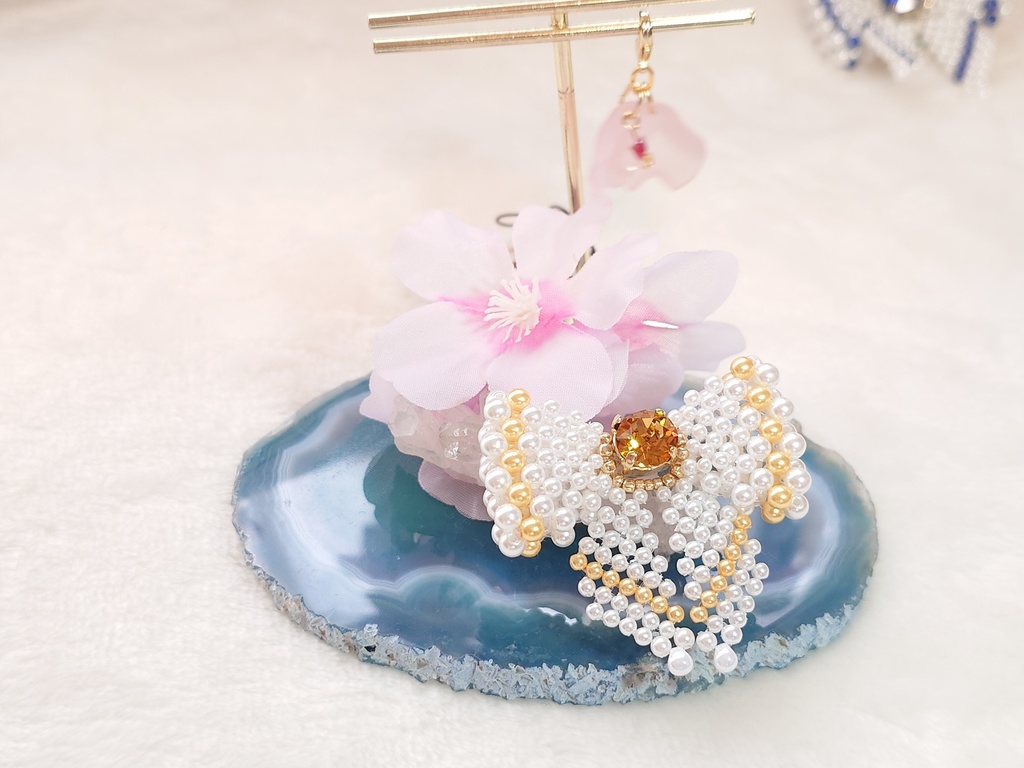 【ぬいぐるみ向け】 キャンディーリボン&花びらチャーム