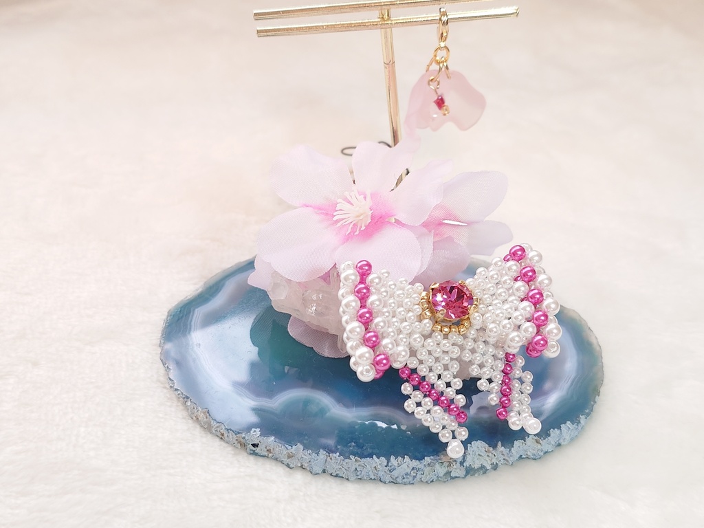 【ぬいぐるみ向け】 キャンディーリボン&花びらチャーム