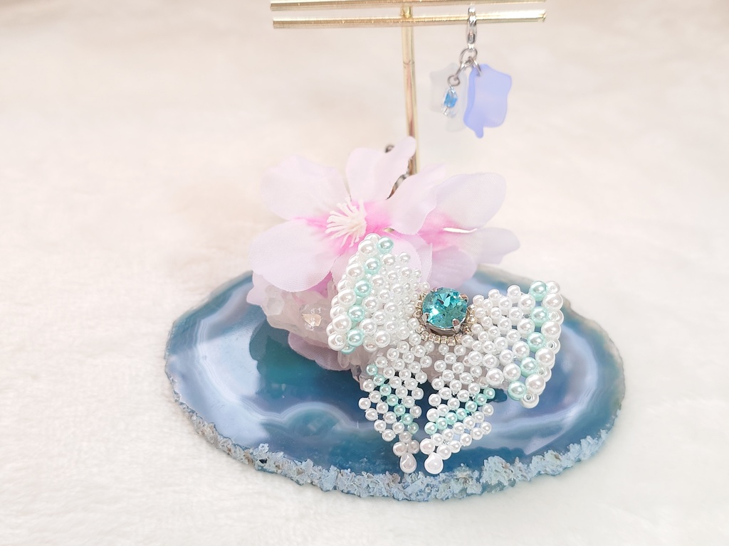 【ぬいぐるみ向け】 キャンディーリボン&花びらチャーム