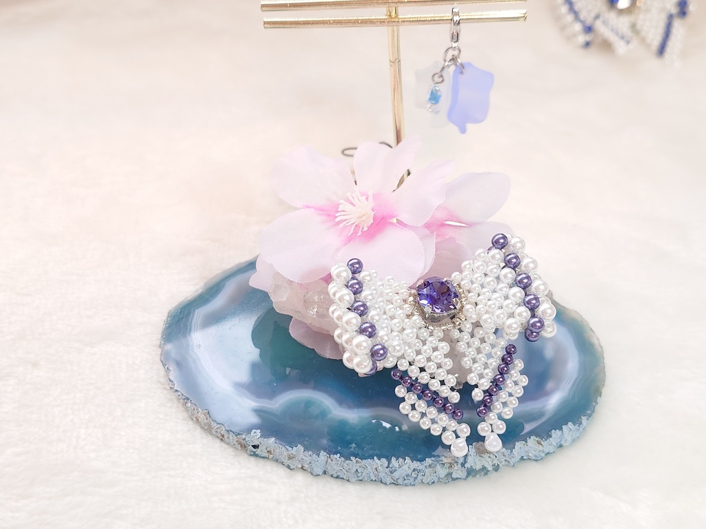 【ぬいぐるみ向け】 キャンディーリボン&花びらチャーム