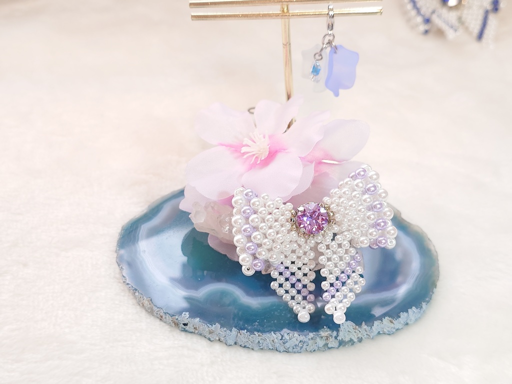 【ぬいぐるみ向け】 キャンディーリボン&花びらチャーム