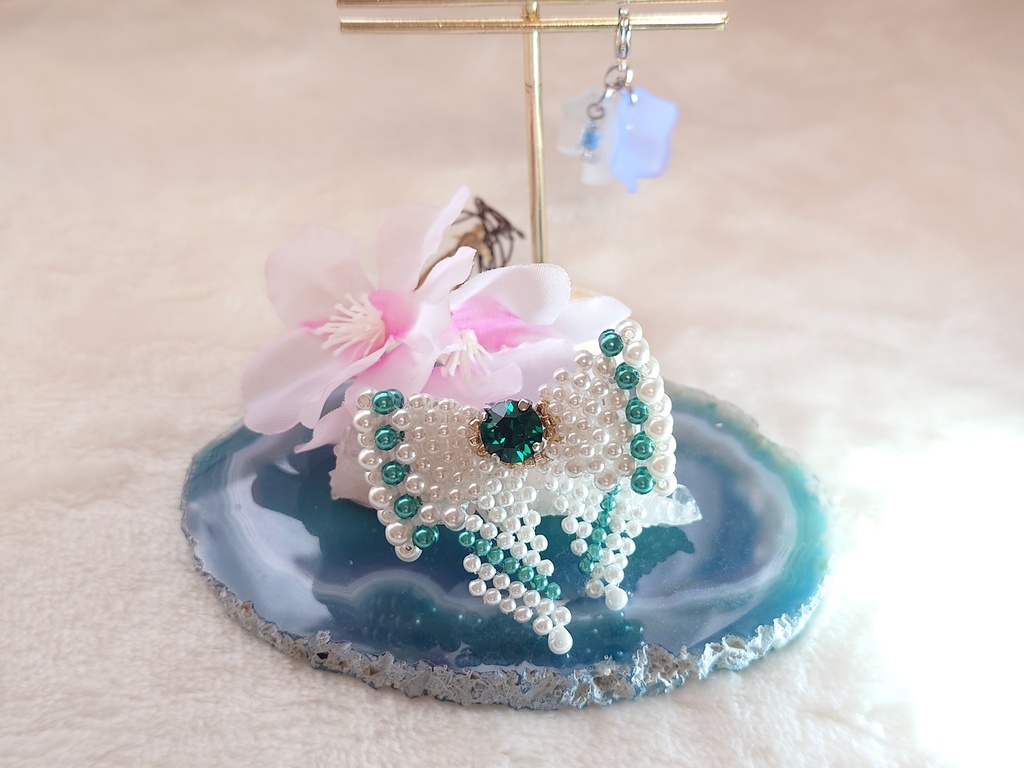 【ぬいぐるみ向け】 キャンディーリボン&花びらチャーム