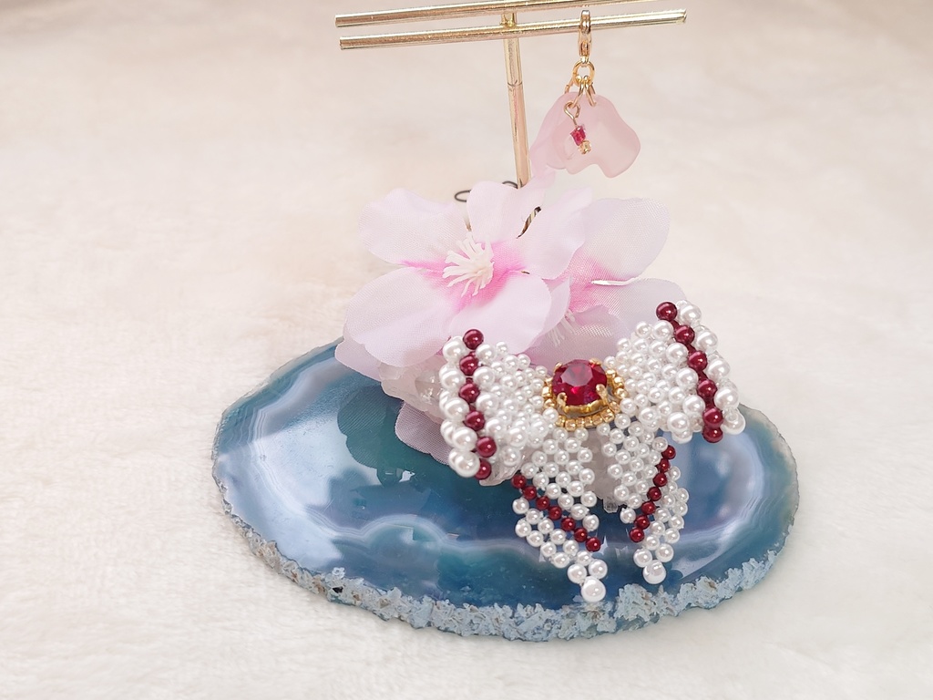 【ぬいぐるみ向け】 キャンディーリボン&花びらチャーム