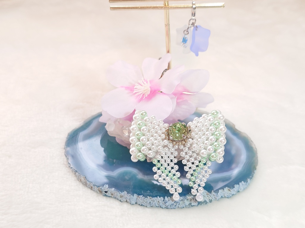 【ぬいぐるみ向け】 キャンディーリボン&花びらチャーム