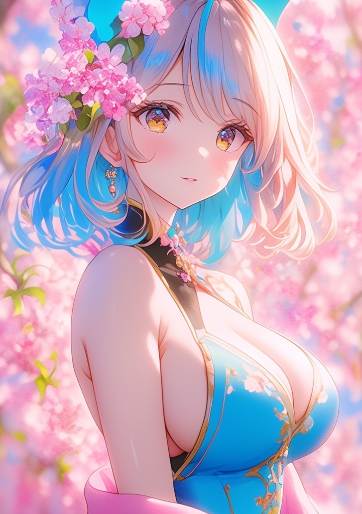 桜舞う幻想的な少女たち