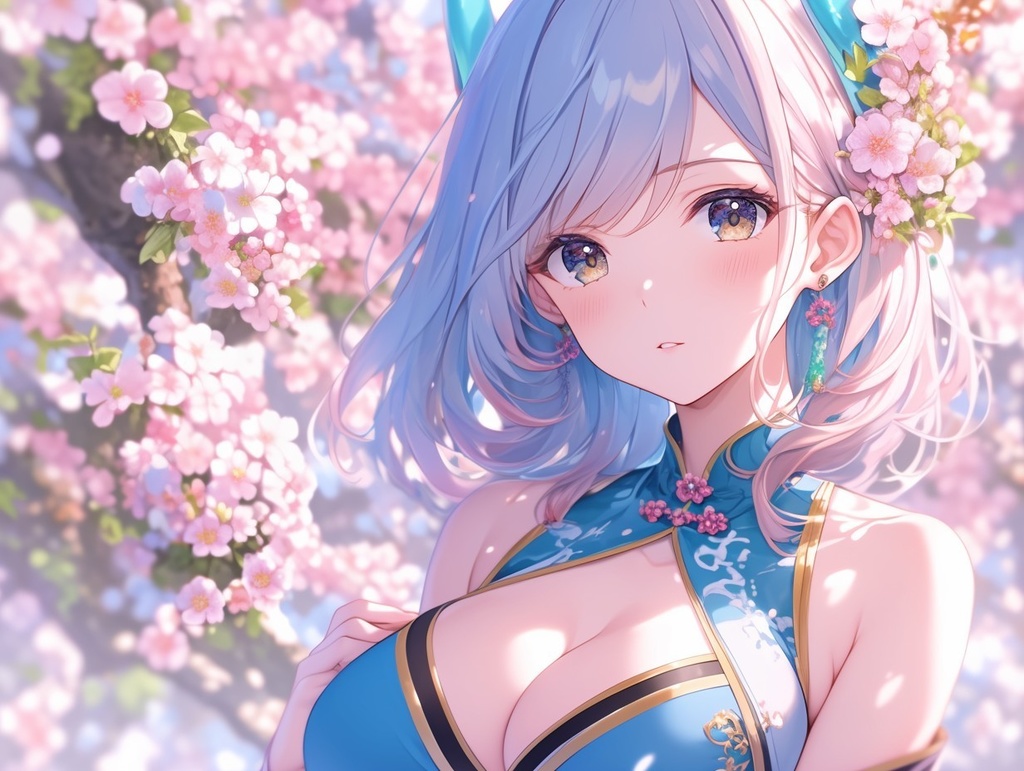 桜舞う幻想的な少女たち