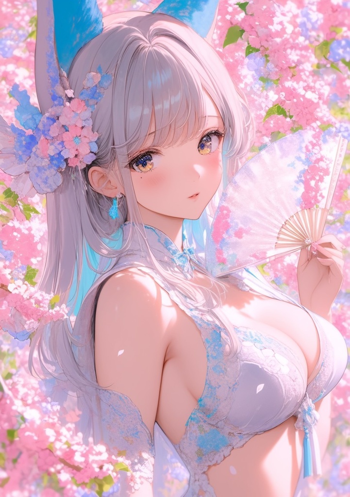 桜舞う幻想的な少女たち