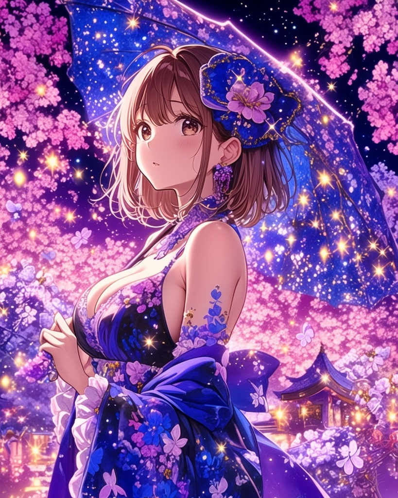 桜舞う幻想的な少女たち