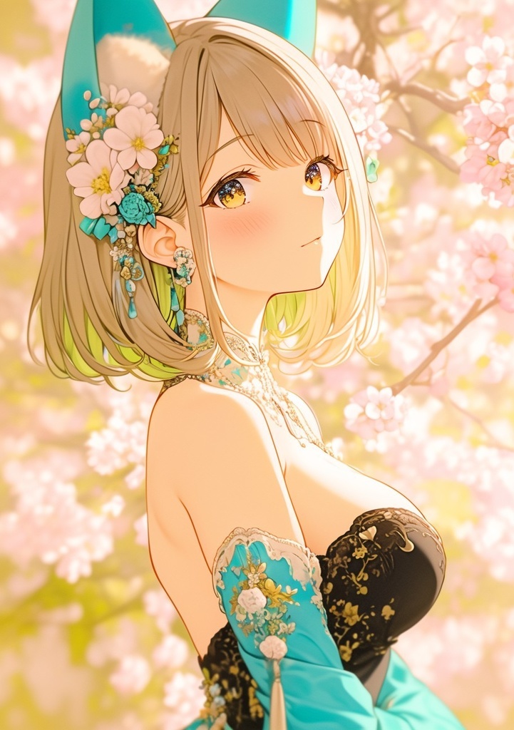 桜舞う幻想的な少女たち