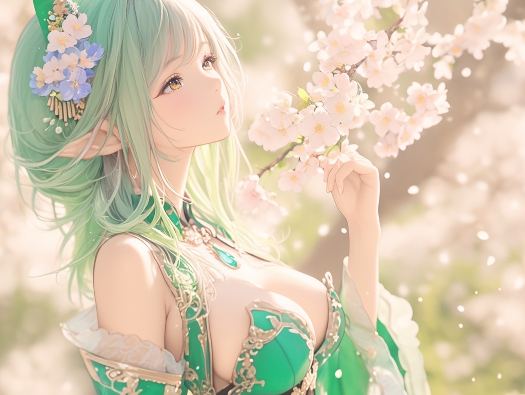 桜舞う幻想的な少女たち