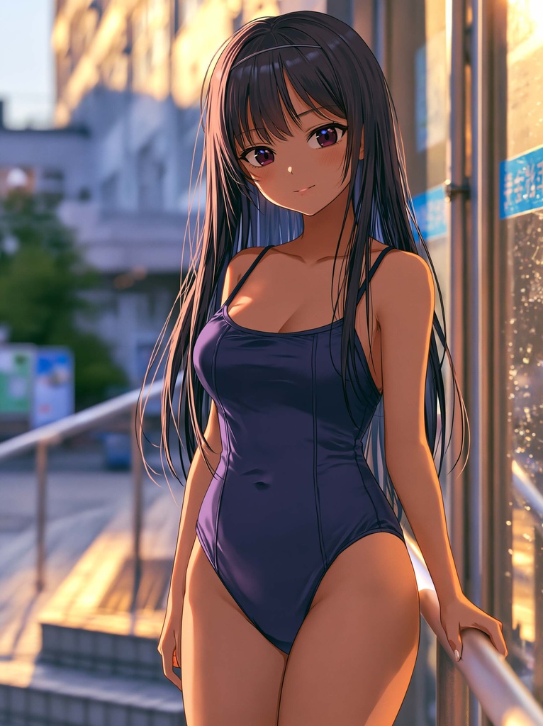 発育した幼なじみのスク水姿にドキドキ
