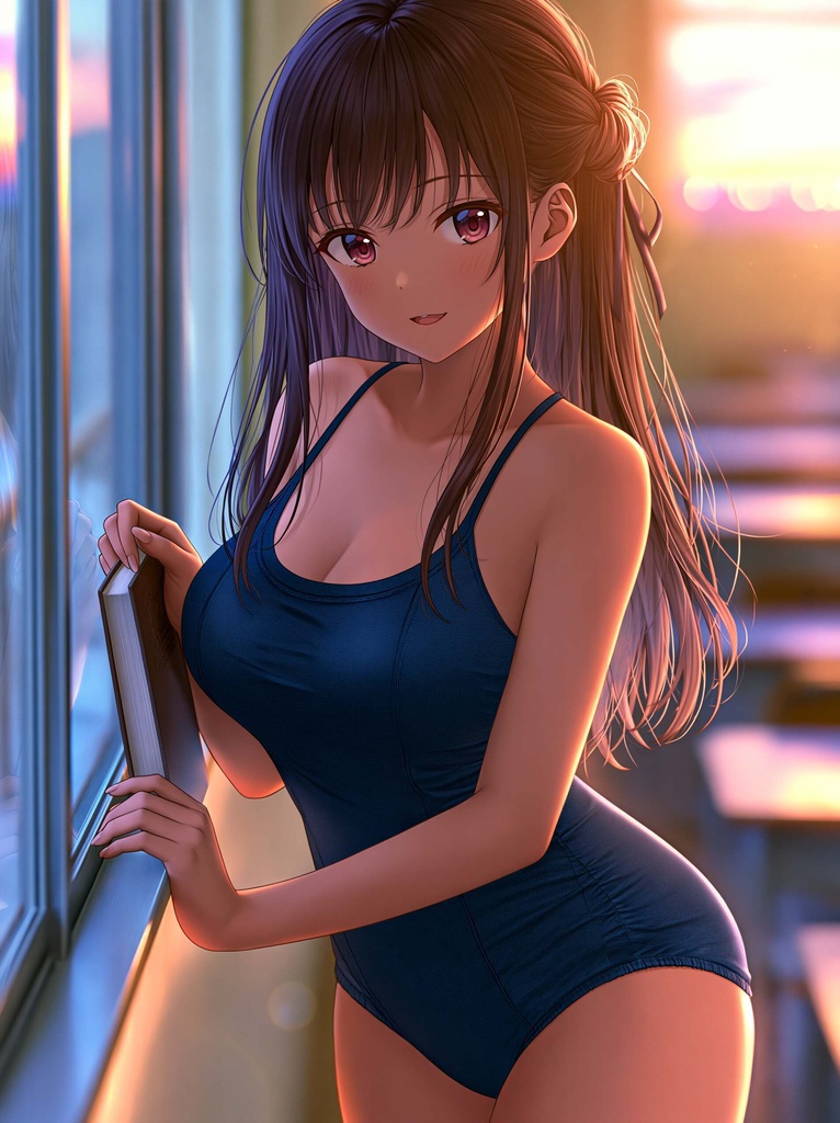 発育した幼なじみのスク水姿にドキドキ