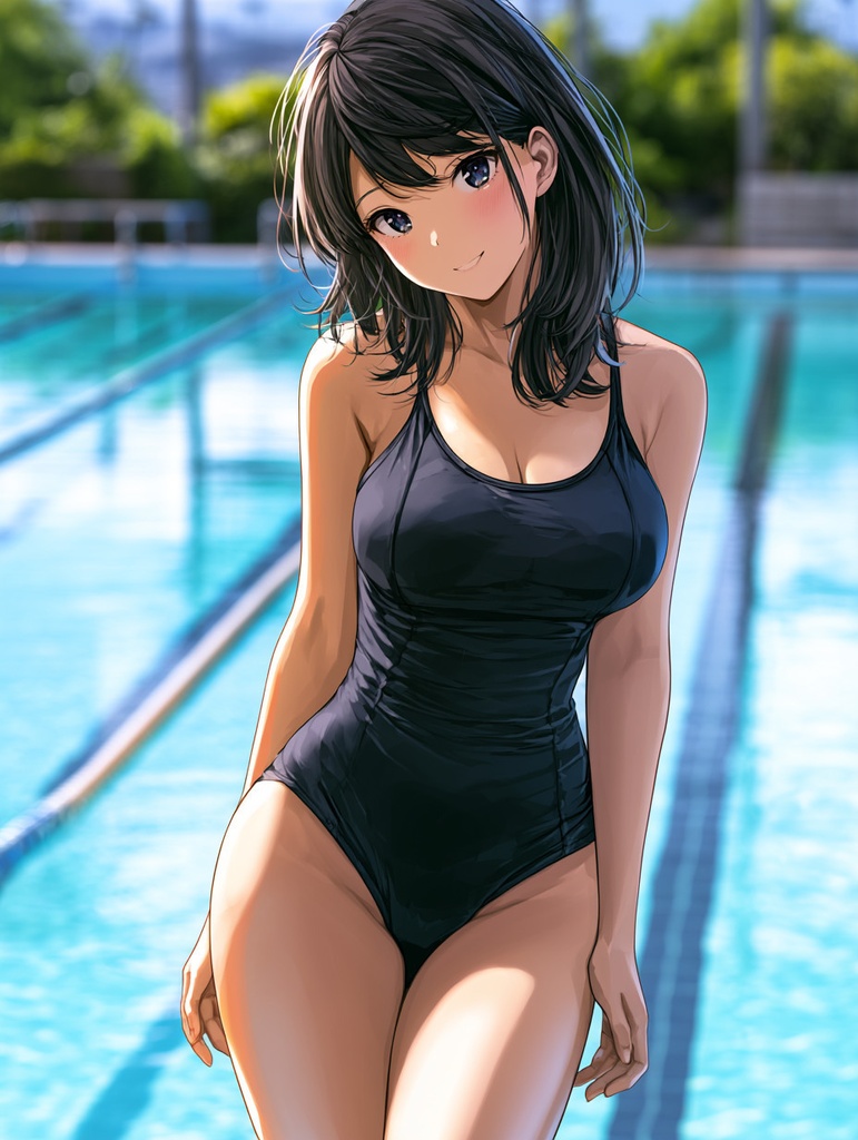 発育した幼なじみのスク水姿にドキドキ