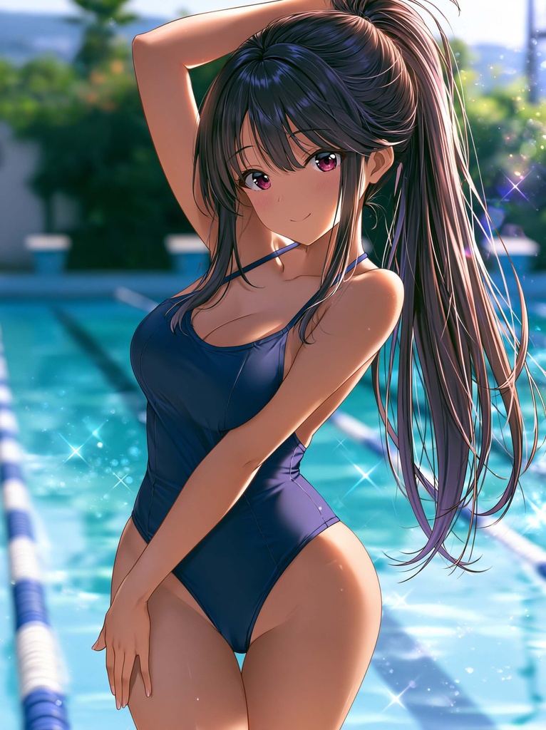 発育した幼なじみのスク水姿にドキドキ