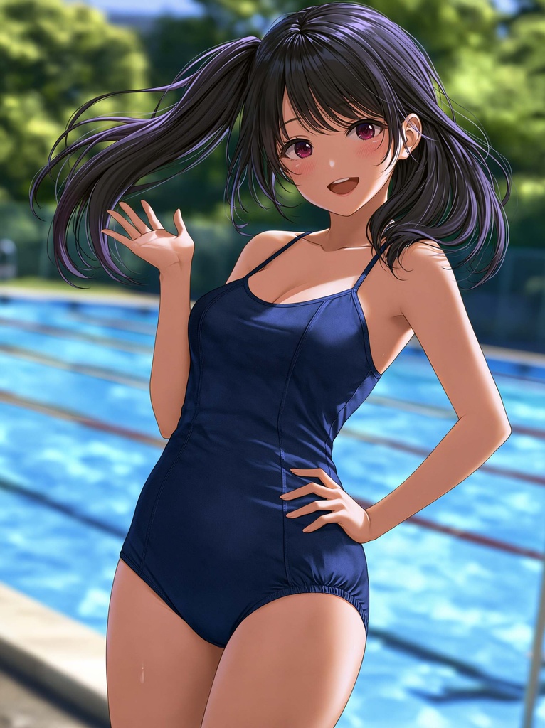 発育した幼なじみのスク水姿にドキドキ