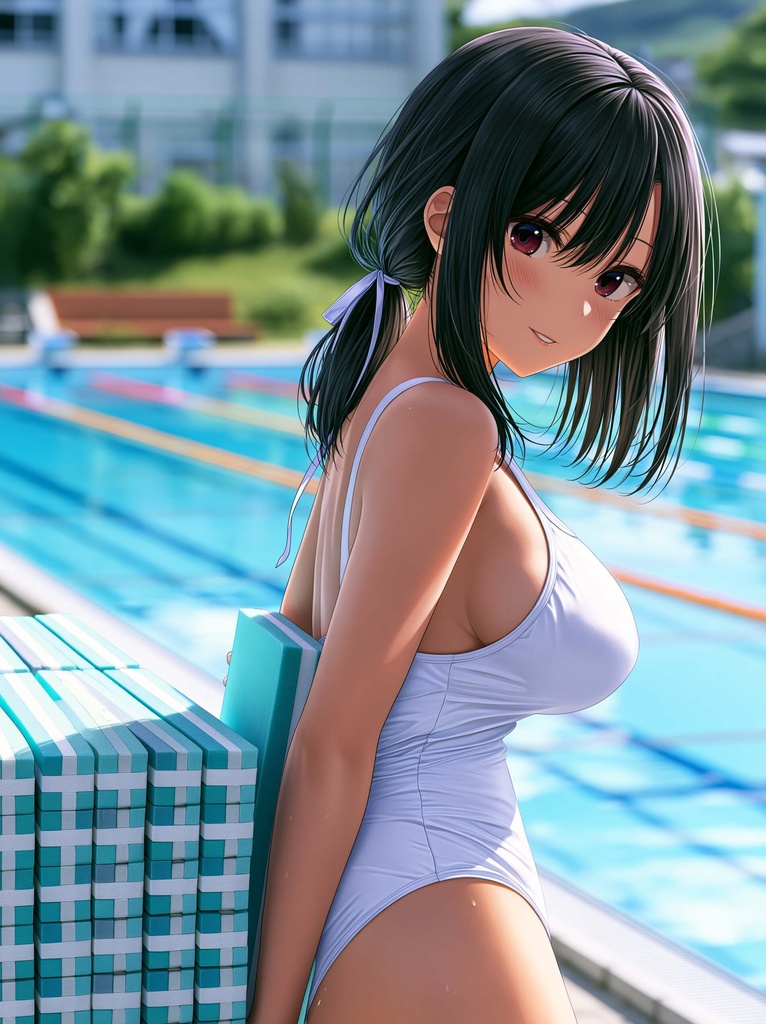 発育した幼なじみのスク水姿にドキドキ