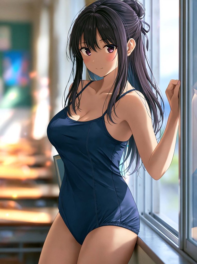 発育した幼なじみのスク水姿にドキドキ