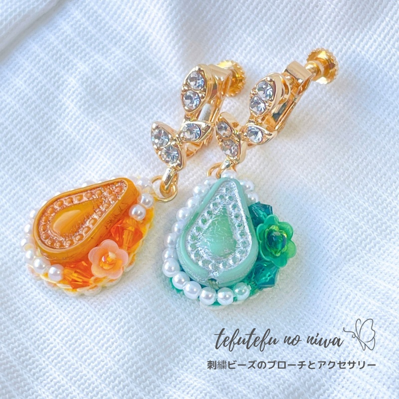 【イヤリング】ティアドロップの耳飾り  No.10 | tefutefu no niwa BOOTH店