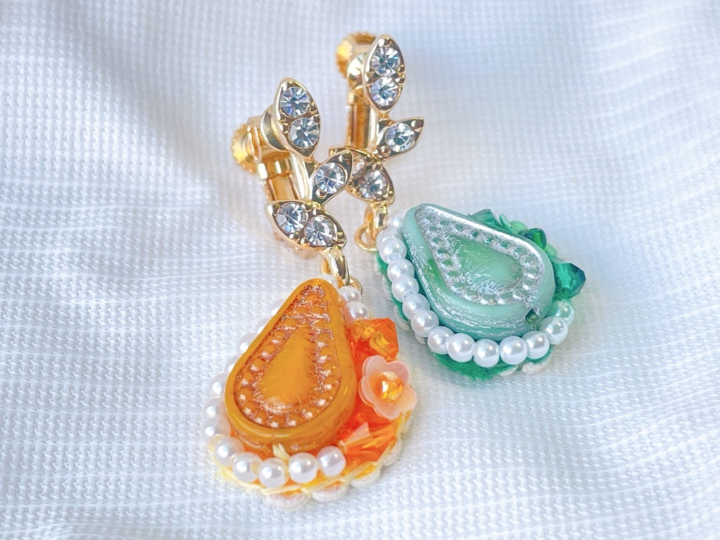 【イヤリング】ティアドロップの耳飾り  No.10 | tefutefu no niwa BOOTH店