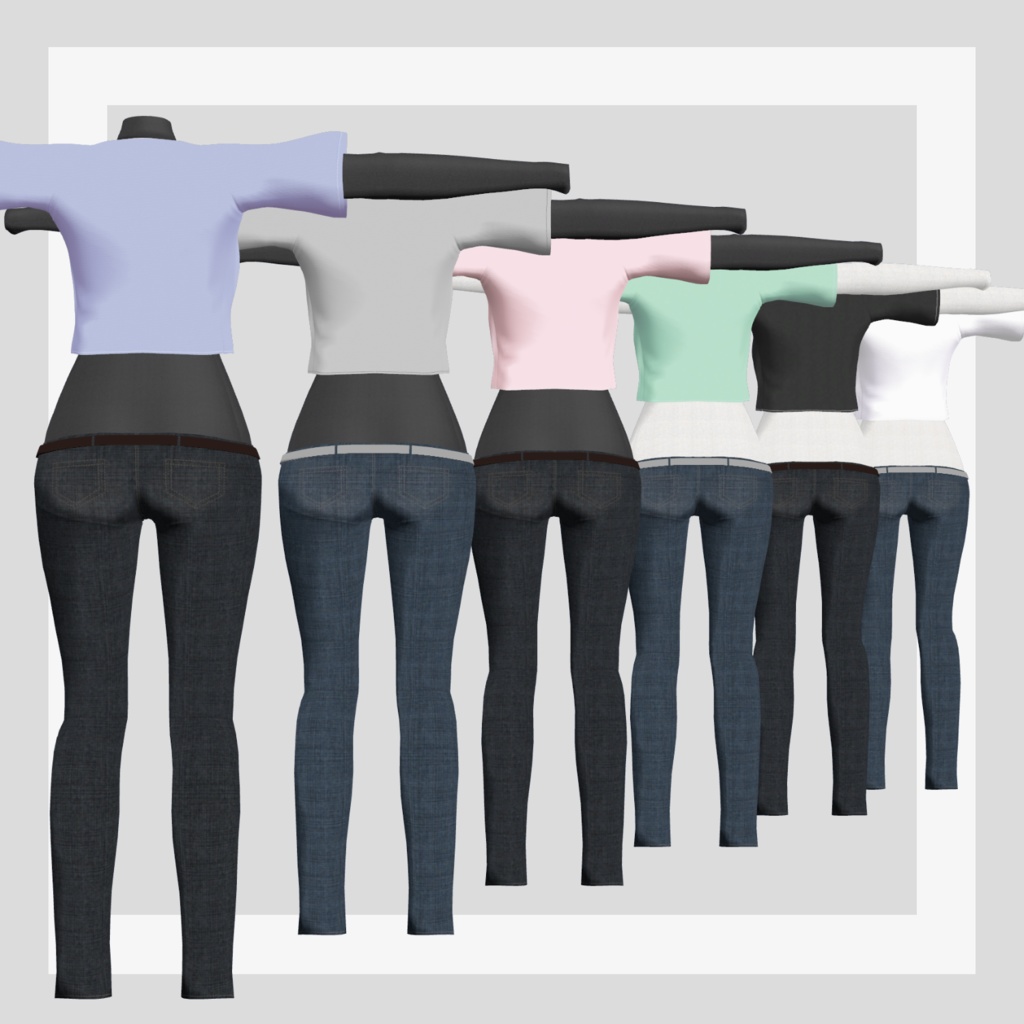 【VRC向け衣装】シンプルインナー&ローライズジーンズセット