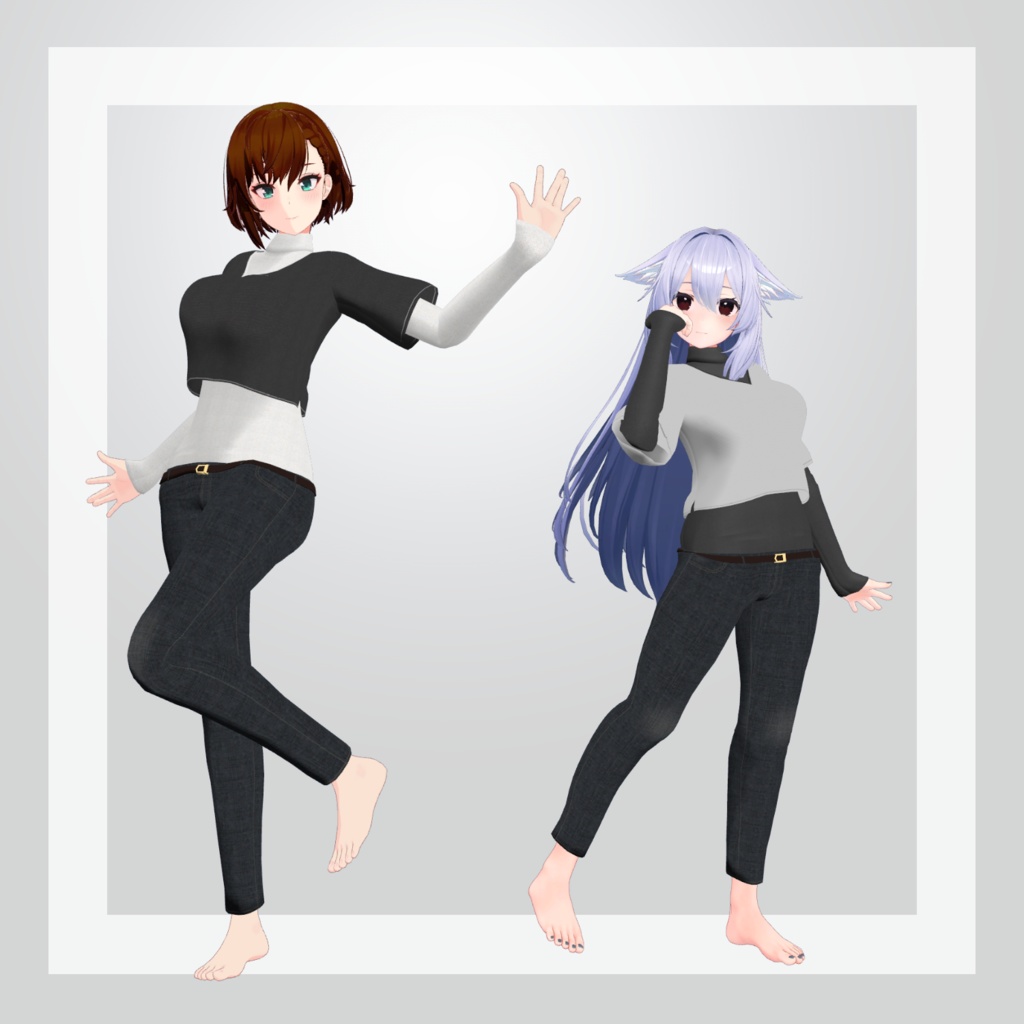 【VRC向け衣装】シンプルインナー&ローライズジーンズセット