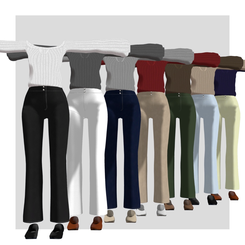 【VRC向け衣装】オフショルキーネックセーターセット【3アバター対応】