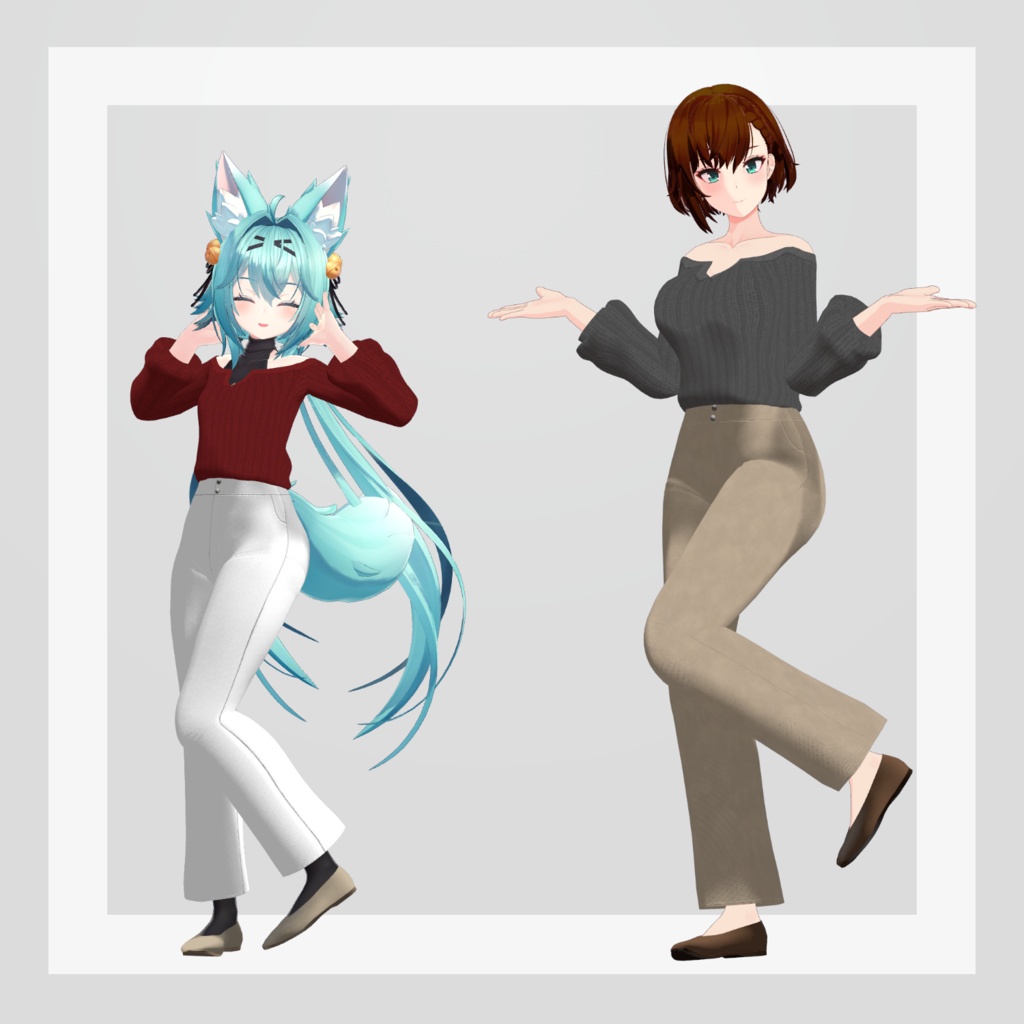 【VRC向け衣装】オフショルキーネックセーターセット【3アバター対応】