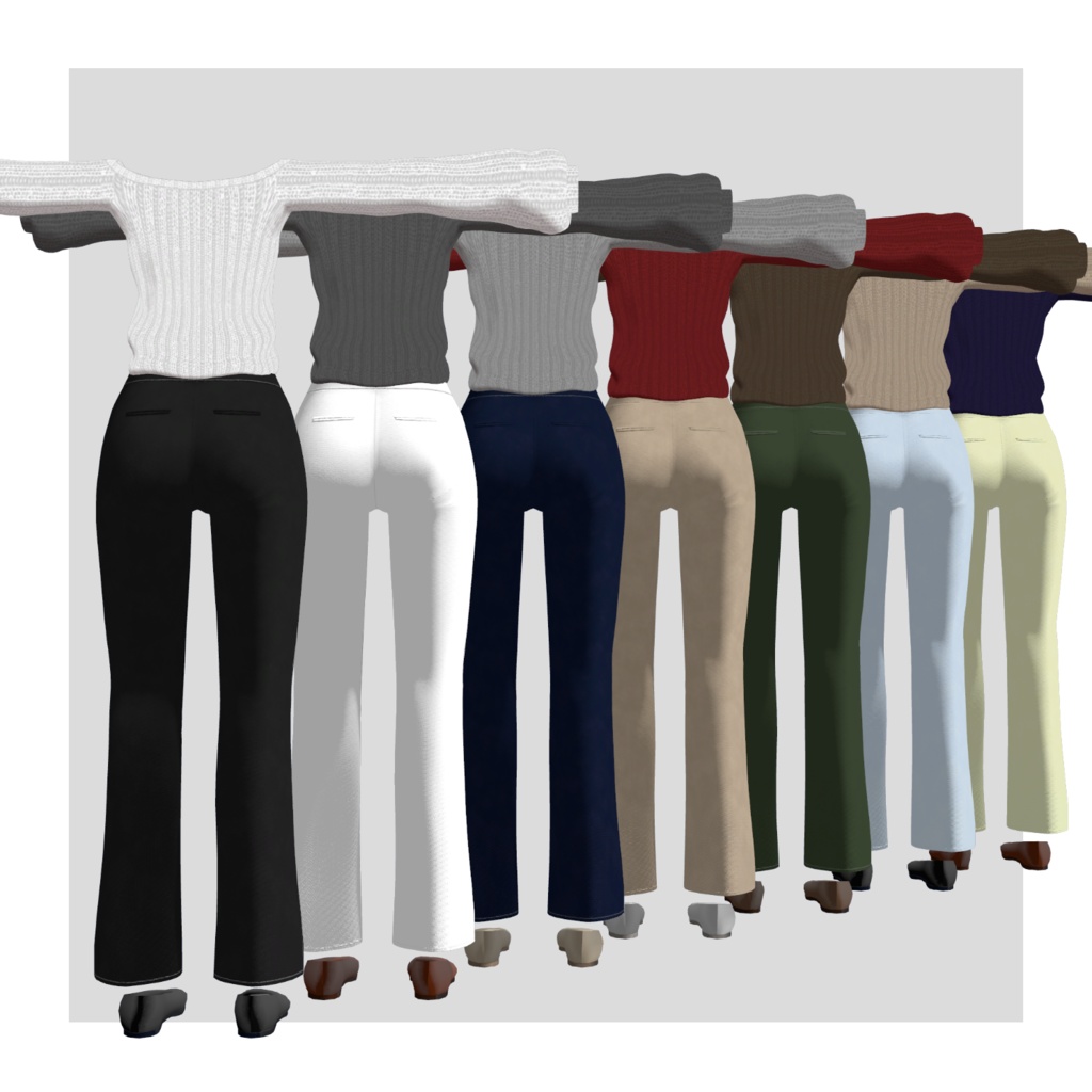 【VRC向け衣装】オフショルキーネックセーターセット【3アバター対応】