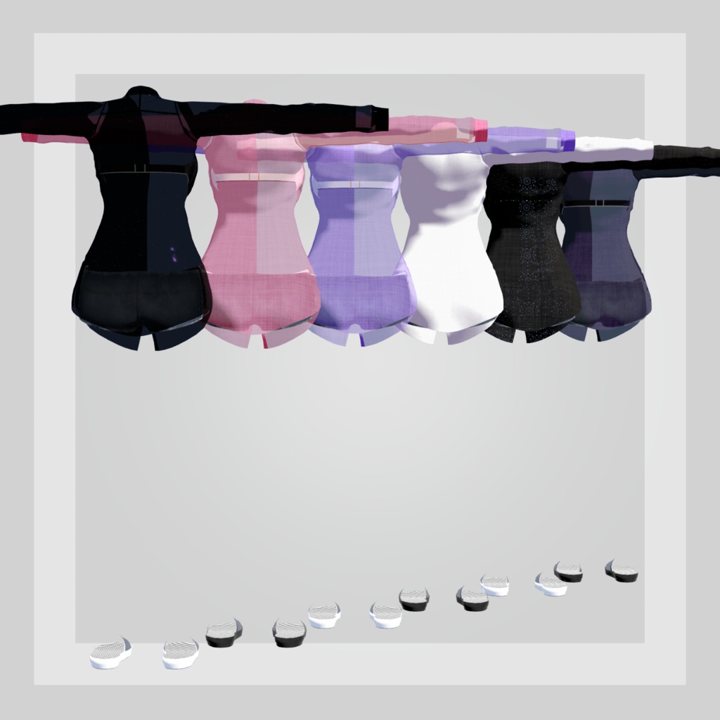 【VRC向け衣装】シースルーワイシャツ&ビキニセット【3アバター対応】