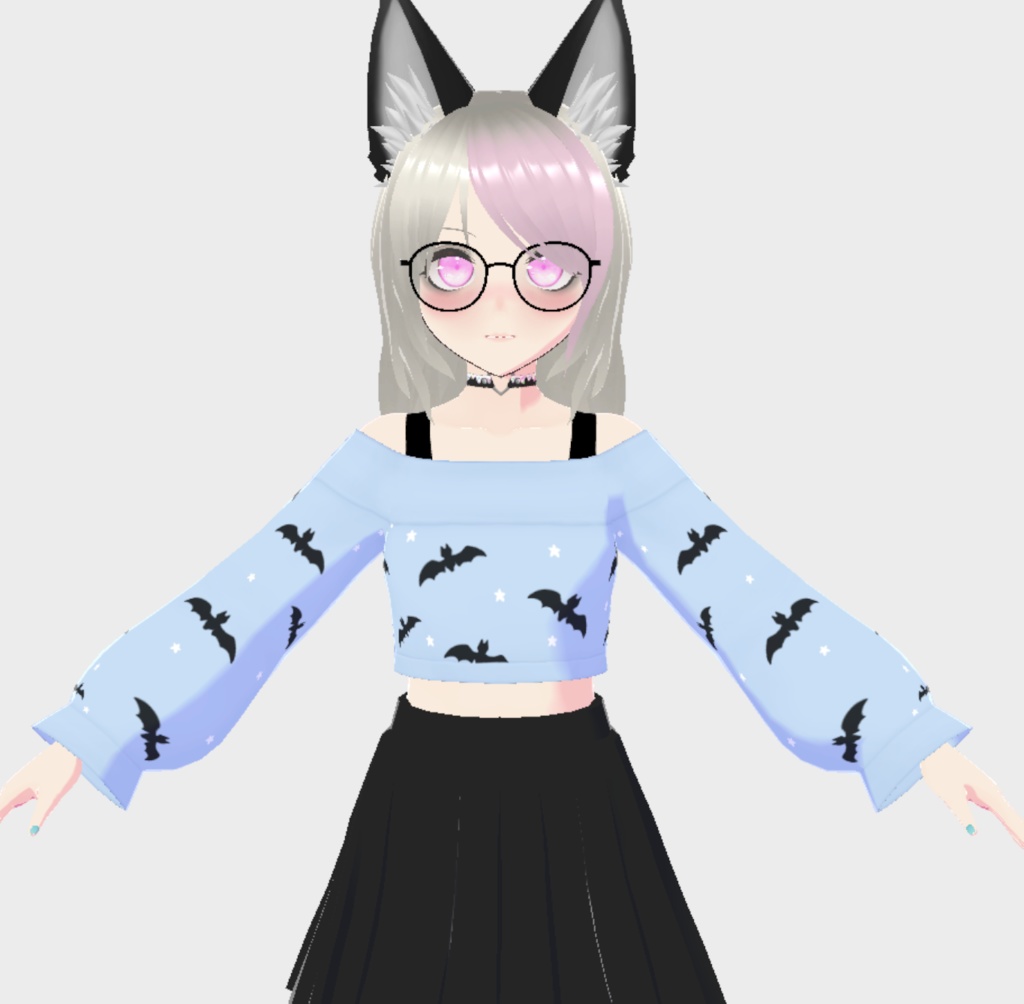 Pastel Goth Bat Wing Off Shoulder Shirt