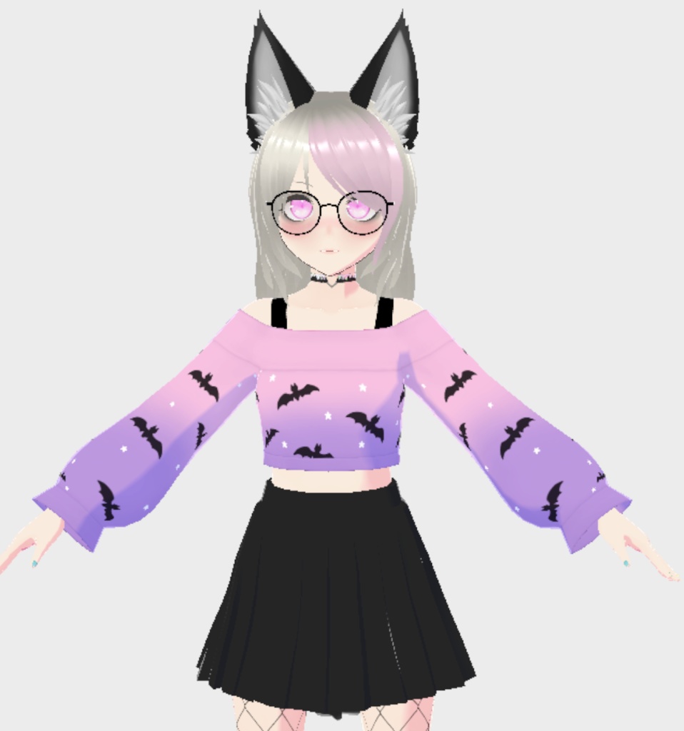 Pastel Goth Bat Wing Off Shoulder Shirt