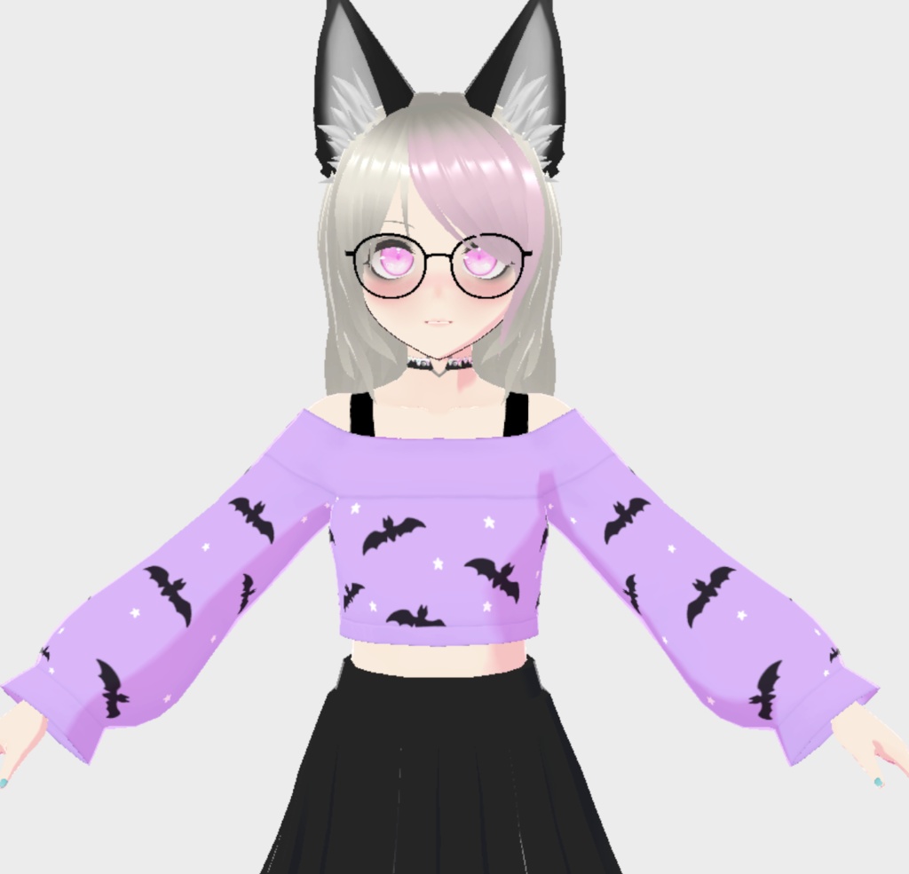 Pastel Goth Bat Wing Off Shoulder Shirt