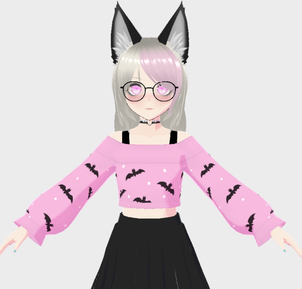 Pastel Goth Bat Wing Off Shoulder Shirt
