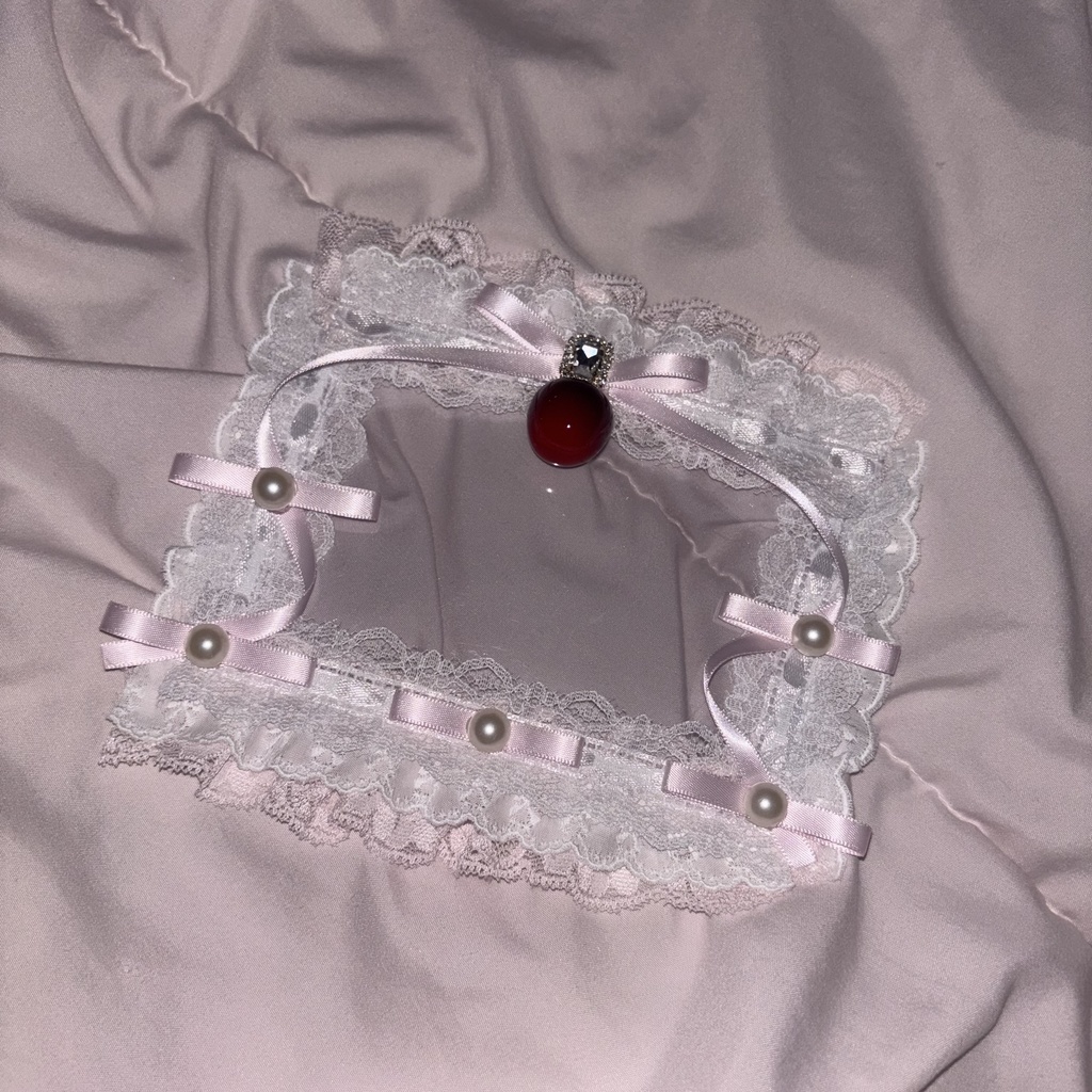 トレカデコケース ピンクサテンリボン（ダークチェリー🍒）