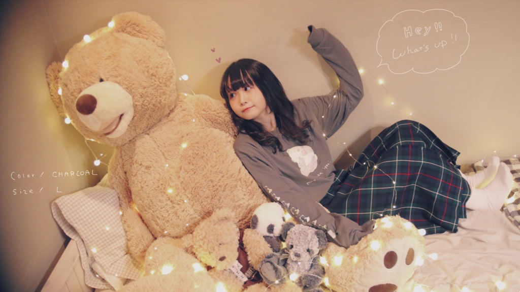 “mou onaka ippai LONG T-shirts” 《ブラック》