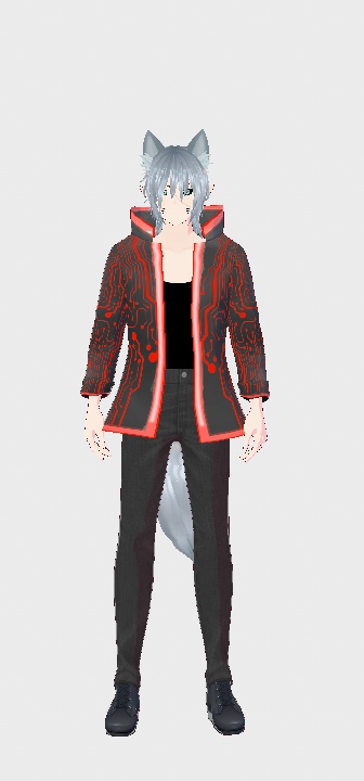 Futuristic red circuit style jacket