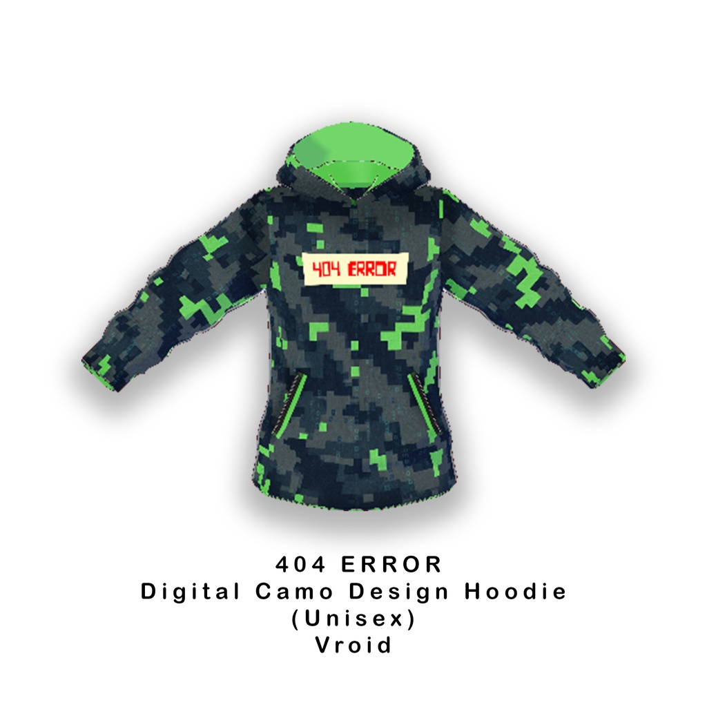 【VRoid】 404 ERROR Digital Camo Hoodie (Unisex) FREE DOWNLOAD! PNG and Vroid custom item!