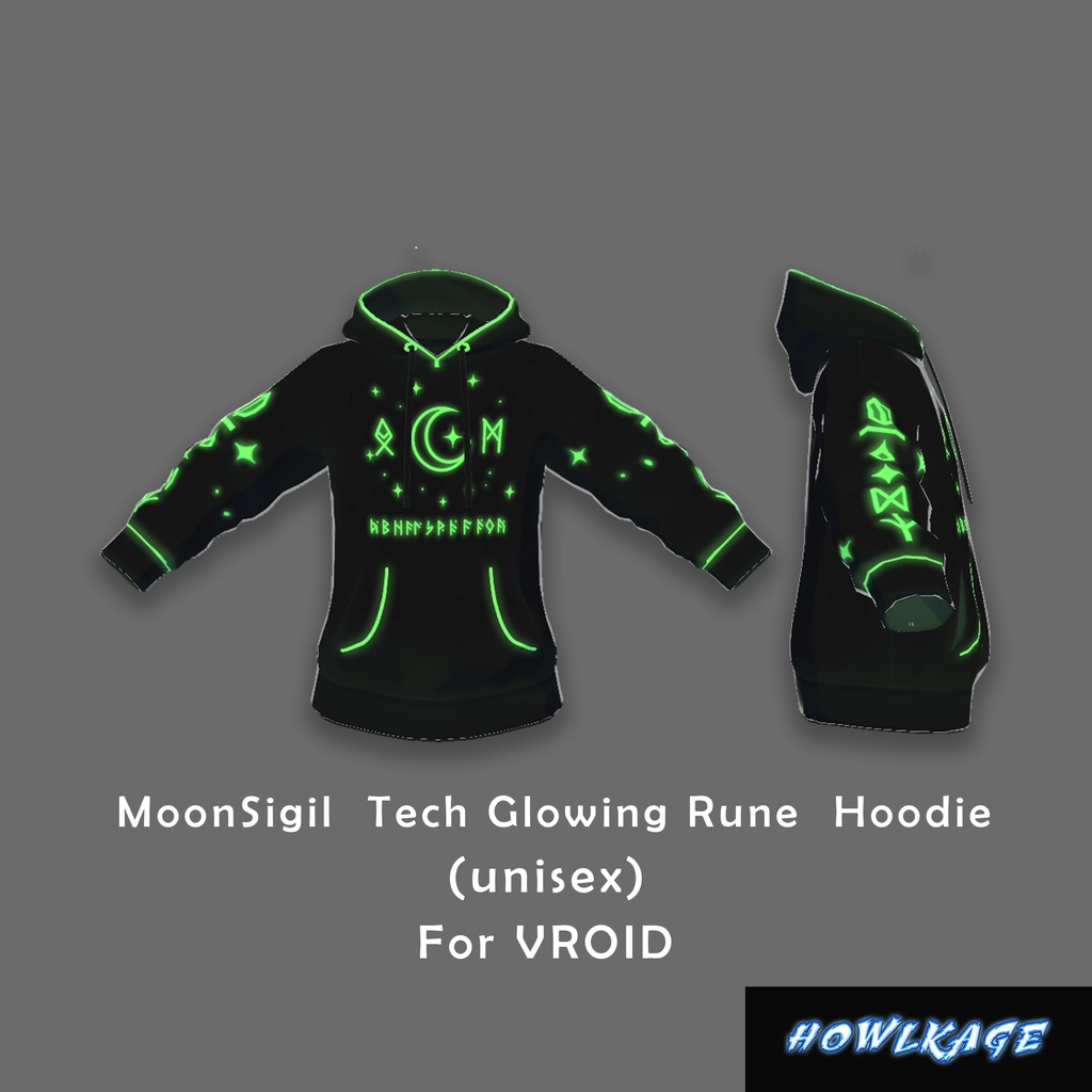 FREE VRoid Hoodie – MoonSigil Glowing Rune Techwear (VTuber Outfit Download)