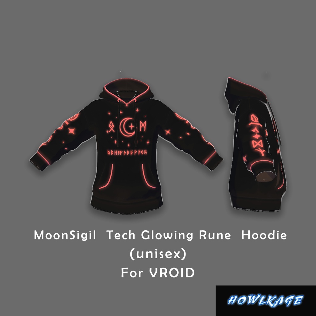 FREE VRoid Hoodie – MoonSigil Glowing Rune Techwear (VTuber Outfit Download)