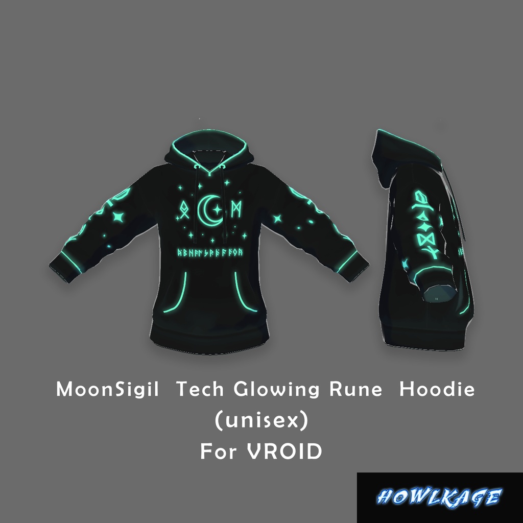 FREE VRoid Hoodie – MoonSigil Glowing Rune Techwear (VTuber Outfit Download)