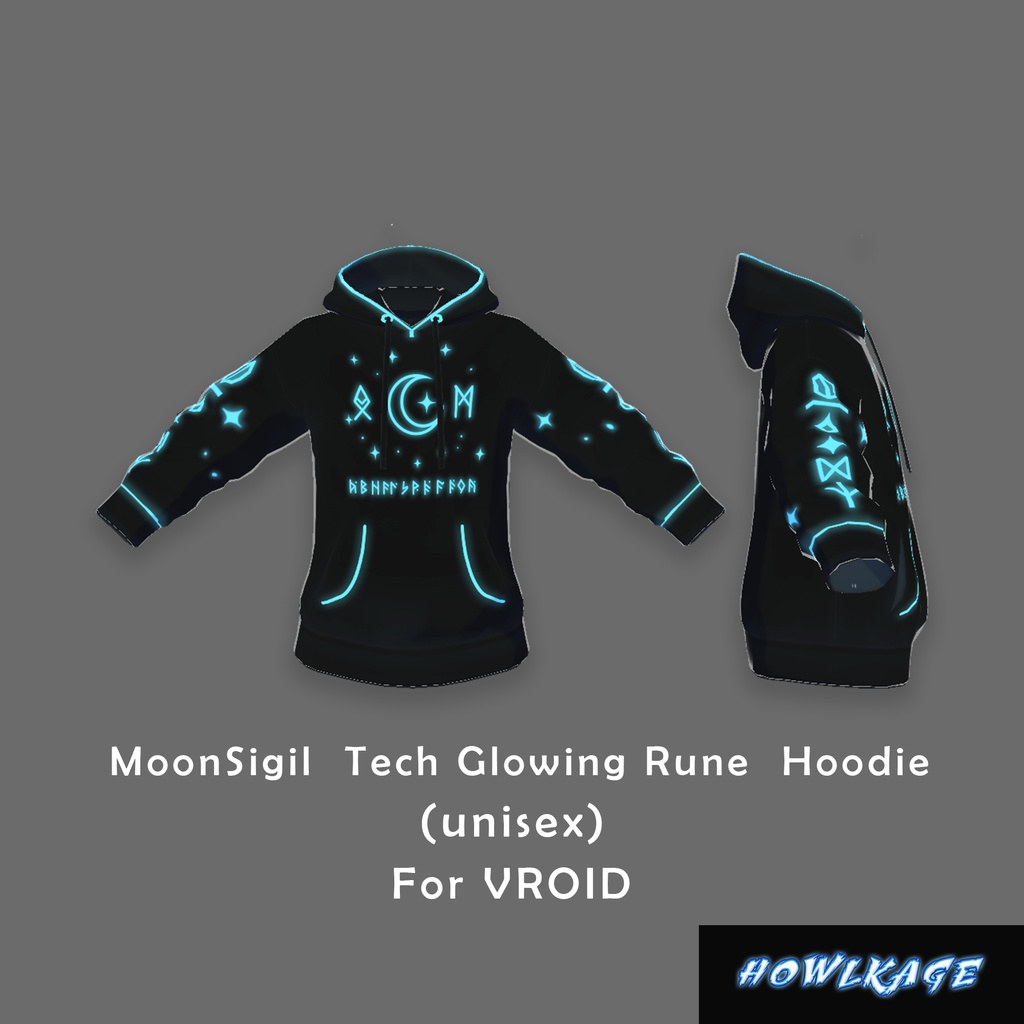 FREE VRoid Hoodie – MoonSigil Glowing Rune Techwear (VTuber Outfit Download)