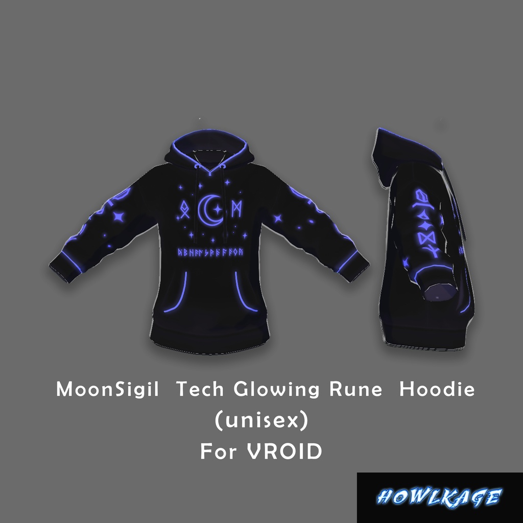 FREE VRoid Hoodie – MoonSigil Glowing Rune Techwear (VTuber Outfit Download)