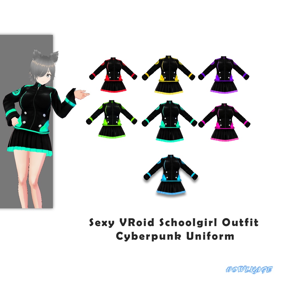 Sexy VRoid Schoolgirl Outfit – Cyberpunk Uniform Free Download