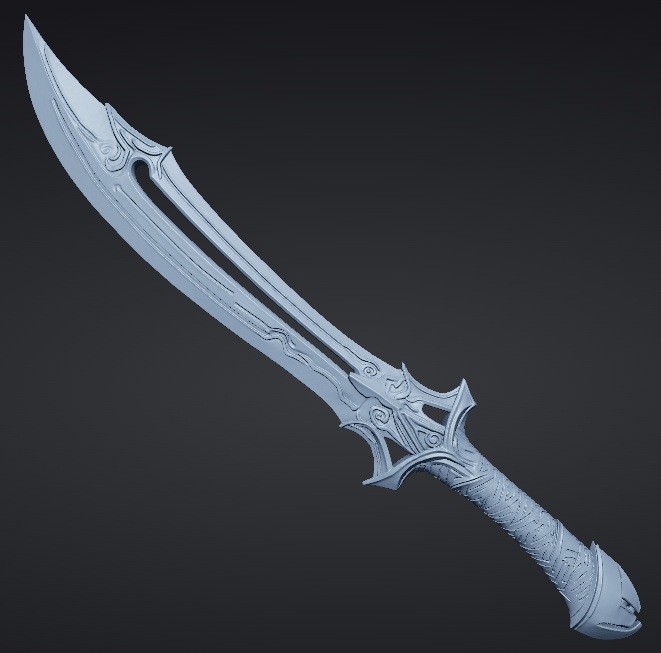 【3Dプリント用STL】龍尾の剣/Dragon Tail Sword